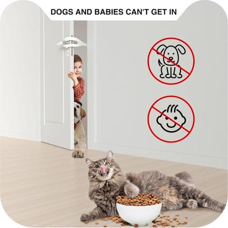 Cat Door Latch, Fixed, Adjustable and Replaceable, Easy for Cats to Enter and Exit, Prevents Dogs from Spreading Mess and Eating, 2-Pack