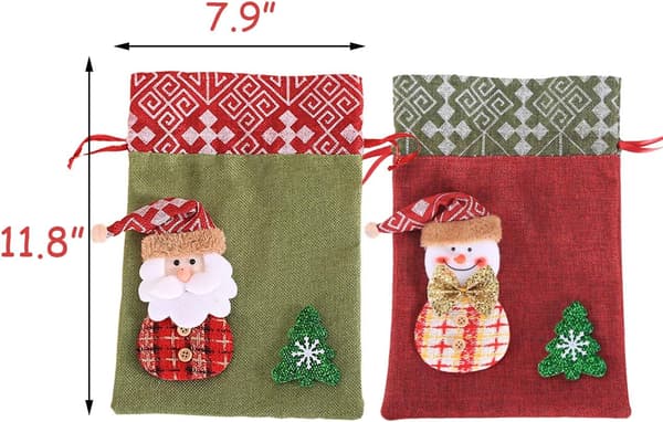 4 st Jutesäckar Jul Snöre Godispåsar Äppelpåsar Biscu