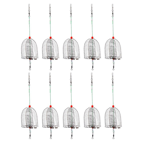 10 stk Karpe Feeder Bait Feeder Rustfrit Stål Lokke Fiskebur Fiskegrej Sølv 5X4X4CM