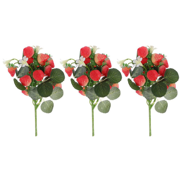 3 kpl Teko-Mansikka Tekomansikka Kimput Väärennös Elämäntodellinen Mansikka Varsi Rekvisiitta Punainen 27X21X0.9CM Red 27X21X0.9CM
