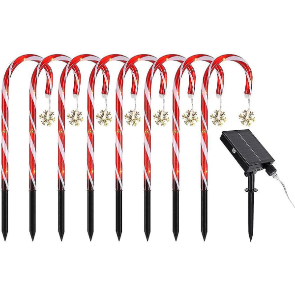 Festlig Led Solar Light Chain - Christmas Snowflake Illuminated Candy Cane Lights Kompatibel med Christmas Gar