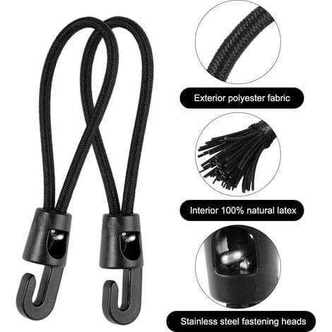 12 Pieces Small Elastic Rubber Bands with Hooks, Mini 10 cm Elastic Cord, Rubber Band with Hook, Fastener for Pool Cover