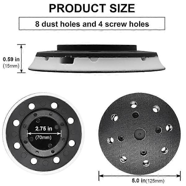 Slibeplade, 125 mm (5 tommer), 8 huller, kompatibel med Festool