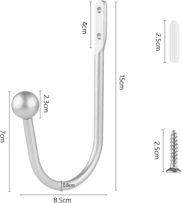 Silver Curtain Tiebacks, 2 Pieces, Wall Mounted Curtain Holders, Retro Window Hooks for Home Decor