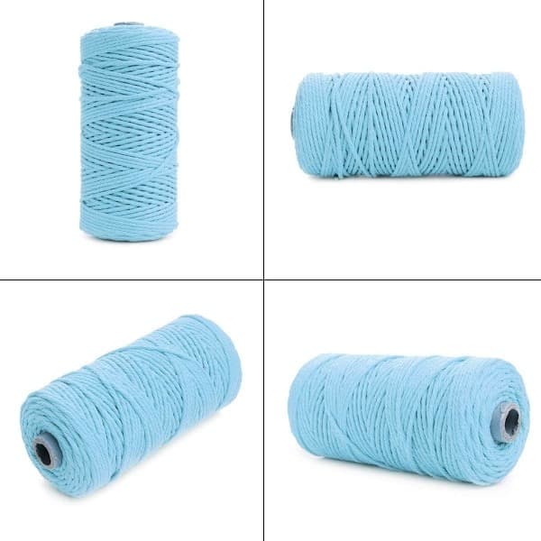 200m Macrame Cord, 3mm Cotton Cord Blue, Cotton Cord Macrame Rope