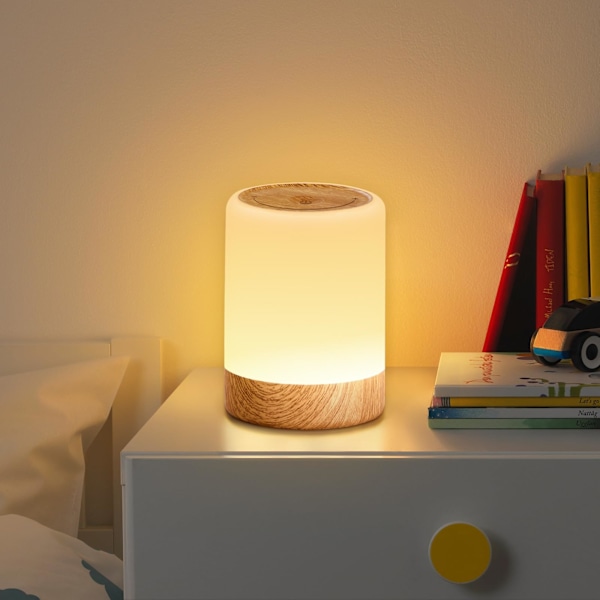 Liten Sängbordlampa, 256 RGB Färgväxlande & Varma Touchlampor för Sovrum, USB Laddningsbar Trådlös Sängbordlampa