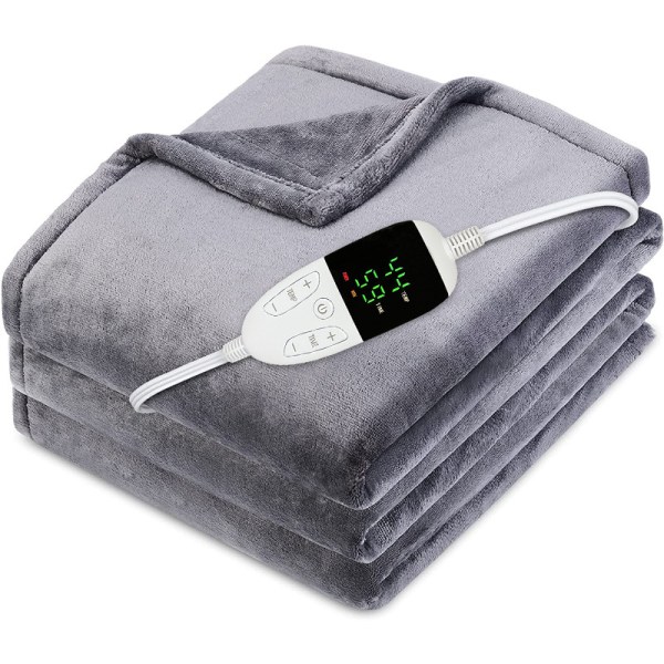 Maskintvättbar Extremt mjuk och bekväm elektrisk filt Kasta snabb uppvärmning med handkontrollen Värmeinställningar och automatisk avstängning (grå,)