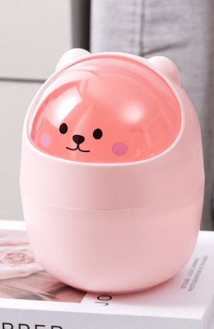 Pink Transparent Lid Cute Mini Desktop Trash Can