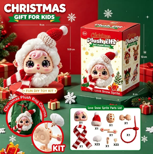 Julplyschtomte DIY-dockkit Söt väskberlockpresent för barn