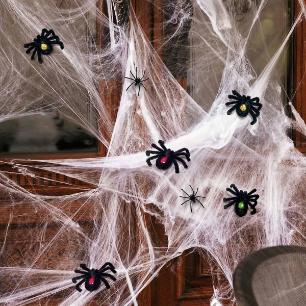 Halloween spindelvev og edderkopp dekorasjonssett for innendørs og utendørs bruk