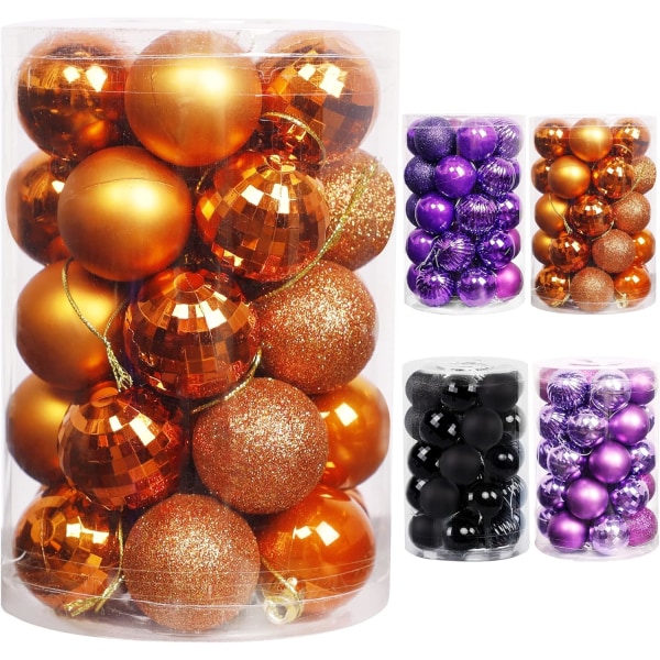 Christmas Ball Ornaments Pre-Strung Christmas Tree Decorations Holiday Hanging Baubles Orange