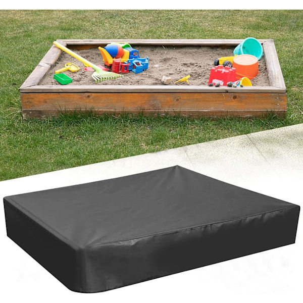 Vanntett Sandkassedeksel 150 x 150 x 20 cm, Vanntett Sandkassedeksel, Støvtett Deksel med Trekkstreng, Sandkassedeksel for Svømmebasseng, Terrasse, Hage