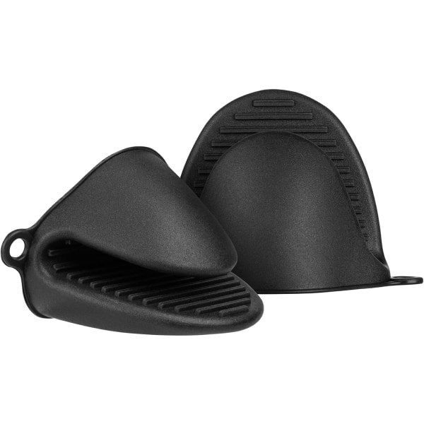 Black silicone oven gloves - Set of 2x non-slip oven gloves heat resistant