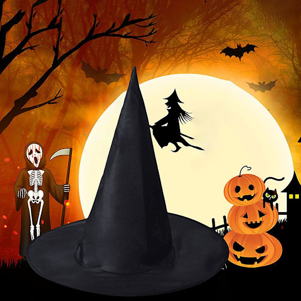 Halloween Svart Häxa Trollkarl Hatt Festdräkt Huvudbonad Djävul Mode Keps Cosplay Rekvisita Dekoration Fancy Dress UpL