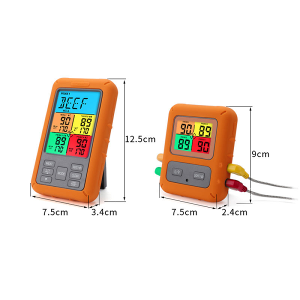 Digitaalinen Keittiötermometri, Paistitermometri 4 Anturilla, BBQ-Termometri Pikaluennalla LCD-Näytöllä, Lämpöanturi