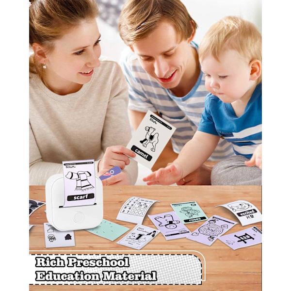 Mini Label Printer - T02 Small Portable Printer, Learning Label Printer, Notes, Pictures, White