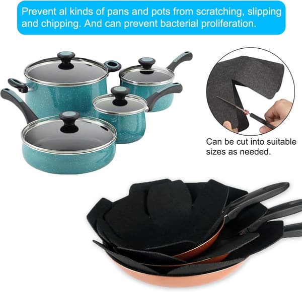 6-piece Pan Protector Set, Pan and Pot Protectors, Trivets, Separator Spacers, 3 Sizes (26/35/38cm)