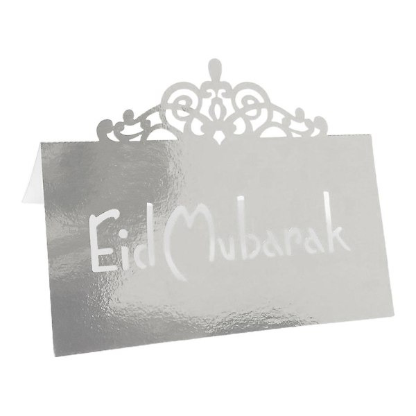 100 stk. 3D Blomsterkrone Bordkort Ramadan Udskæring Papir Pladskort Sølv