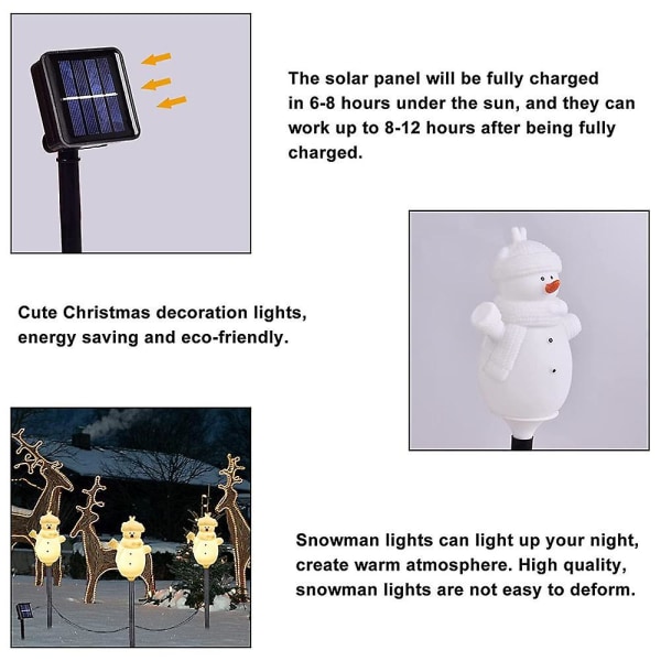 LED Solcelled Hagelyssett med 3 Lys - Julenisse Hagepynt