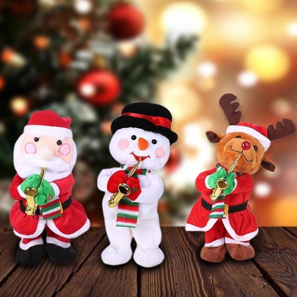 13 tommer syngende jule julemandsdukke med musik håndholdt saxofon legetøj julemand