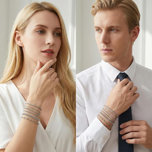 6 stk. armbånd i rustfrit stål til mænd og kvinder
