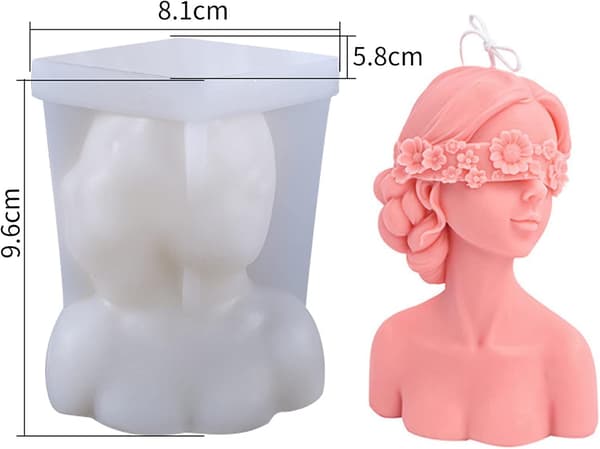Silikonform for kvinner, 3D med lukket silikonlysform, lys