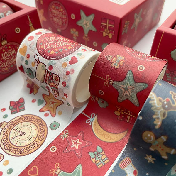 6 Rullaa Jouluaiheista Washi-Teippiä DIY-Scrapbooking-Teippiä Lahjojen Käärimiseen, Päiväkirjan Suunnitteluun, Taiteen ja Käsitöiden Projekteihin, Koristeluun