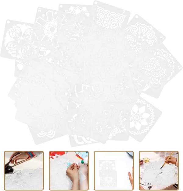 36 Pcs Mandala Wall Stencils Reusable PET Painting Tools Round Edges