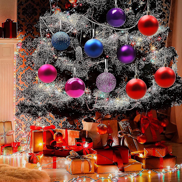 24 stk juletrekuler Dekorativ Tykk Knusesikker Festlig Rekvisita Galvaniserte Perlemor Kuler Anheng For Jul {db} Purple