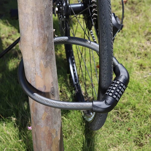 5-sifret sikkerhet bærbar sykkellås Tilbakestillbar sykkelkabelkombinasjon Svart
