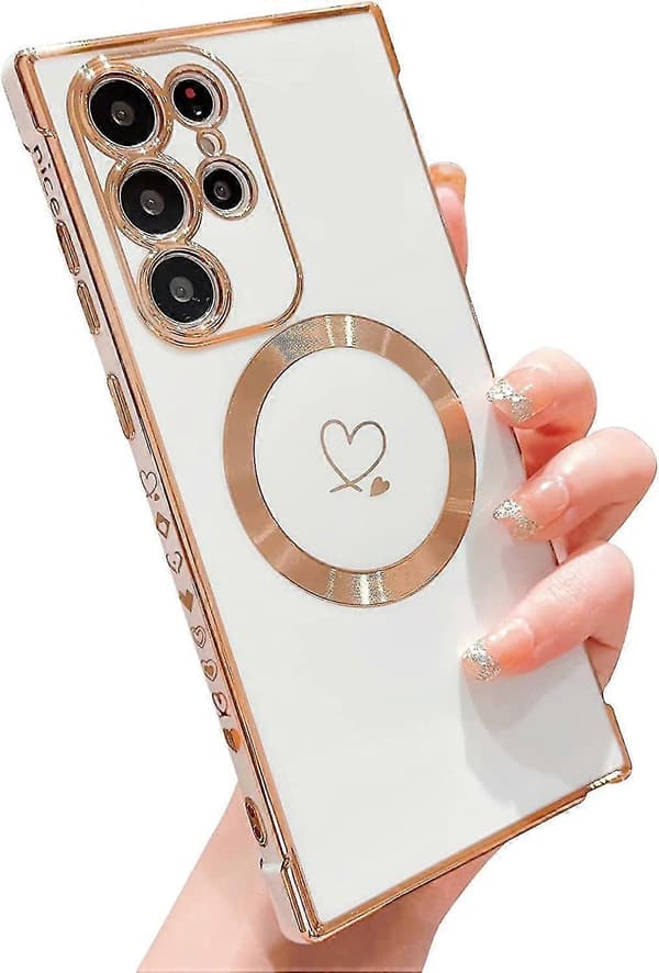 Magsafe Plated Case Compatible With Samsung Galaxy S23 Ultra, Soft Shockproof TPU Cover With Lens Protector