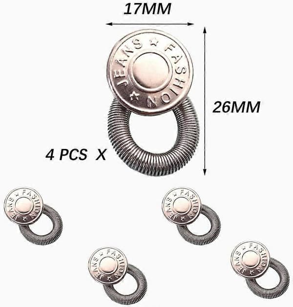 4-pack Jeansknappförlängare, elastiska midjeförlängare i metall