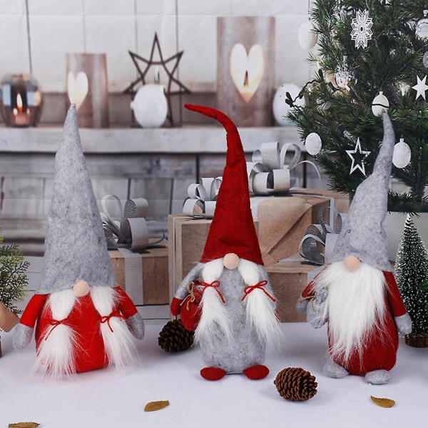 Julegnom Ornament LED Lysende Julemand Gnomen Dukke Gave