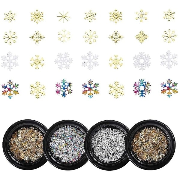 4st Snöflinga Nagelkonst Tillbehör 3D Charm Paljetter