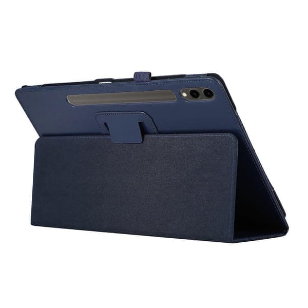 Fodral för Samsung Galaxy Tab S10+ Bi-Fold Ställ Läder Tabletskydd Litchi Textur - Mörkblå