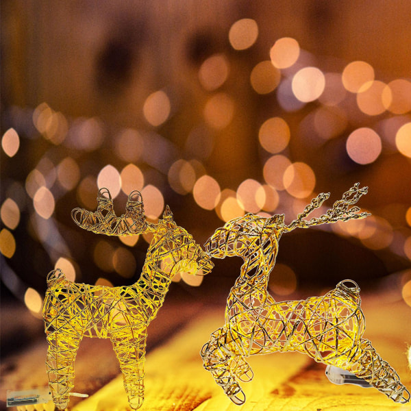 Valaistu joulupeura, kimalteleva peura led-valoilla ulkoterassin koristeluun, keinotekoinen valmiiksi valaistu joulukoristepeura led-valoilla Kulta Golden