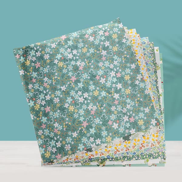 8 ark quiltingstoff bomull lappeteppe materiale mild bomull, blomstertrykk, lett å klippe