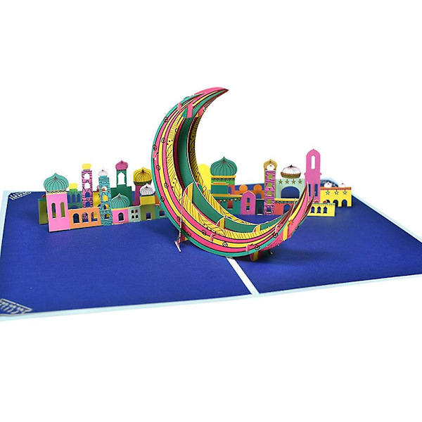 3D Pop Up -kortti Linna Kuu Tervehdyskortti Lomajuhla Postikortti