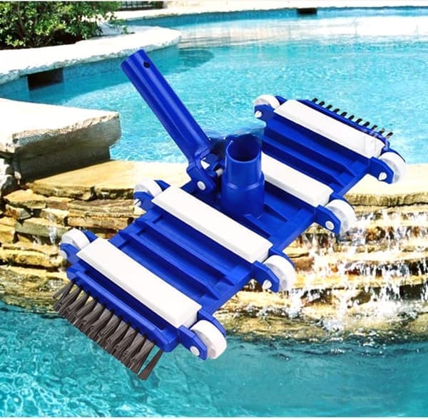 Pool Vacuum Cleaner - Pool Suction with Wheels - Flexible Bottom Brush for Pool Cleaning, Universal Connection