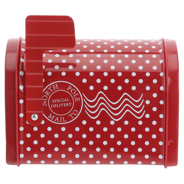 Röd Presentask Tinplåt Godisask Röd Presentburk Jul Metallburk Metallkakburk Röd 13X9.5cm Red 13X9.5cm