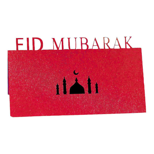 Rød100 stk 3d bogstaver Mubarak Bord Invitationskort Udskæring Palace Moon Paper Bordkort Festival Fest Dekoration Rød