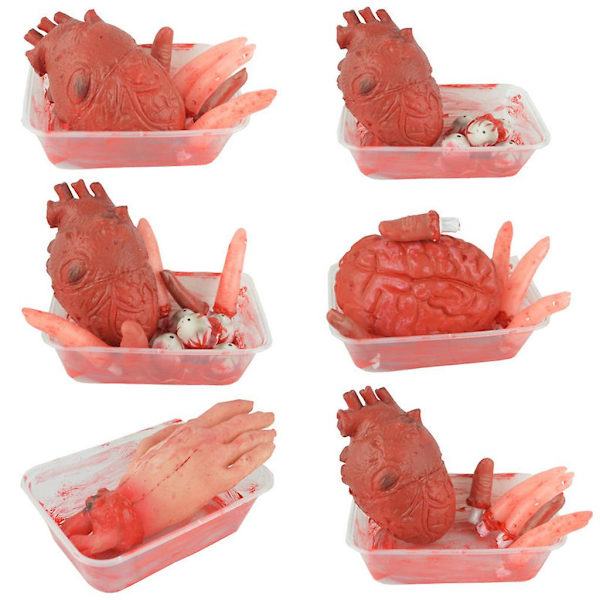 BrainHalloween Realistiset Väärennetyt Ruumiinosat Elimet Lounaslaatikko Rikkoutunut Veri Sormi Sydän Aivot Silmäpallo Pelottava Zombi Party Haunted House DecorationBrain