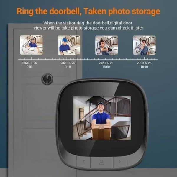 Electronic Door Viewer with Night Vision, LCD Screen with 90-Degree Wide-Angle Lens, Built-in Memory