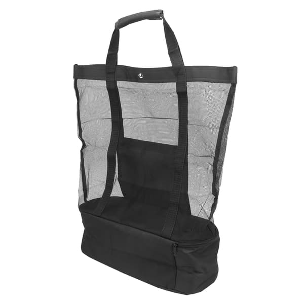 Camping Beach Mesh Bag with Detachable Cooler Multifunctional Packing Organizer Black