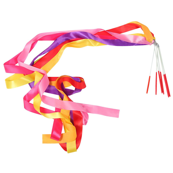 6 st Gymnastic Ribbon Sticks Färgglada Band för Gymträning Banddansande Banderoller för BarnAssor