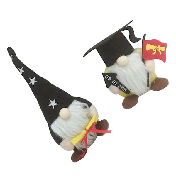 2 kpl Valmistujais Gnome-koristeita Kotiin, Toimistoon ja Kouluun (musta)Musta 10x7x26cm
