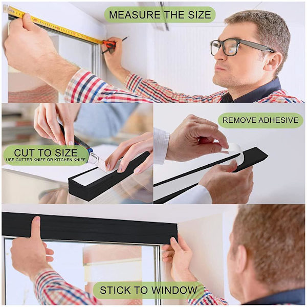 1 Förpackning Sladdlösa Mörkläggningsgardiner i Plisserat Tyg, Lätt att Klippa och Installera (24\"x59\" - 1 Förpackning, Svart)