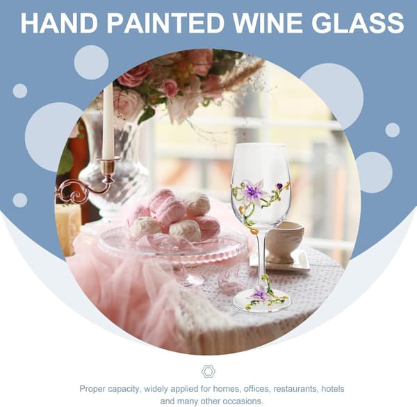 2 Pieces Decorative Enamel Glass Wine Cups 350ml Glass