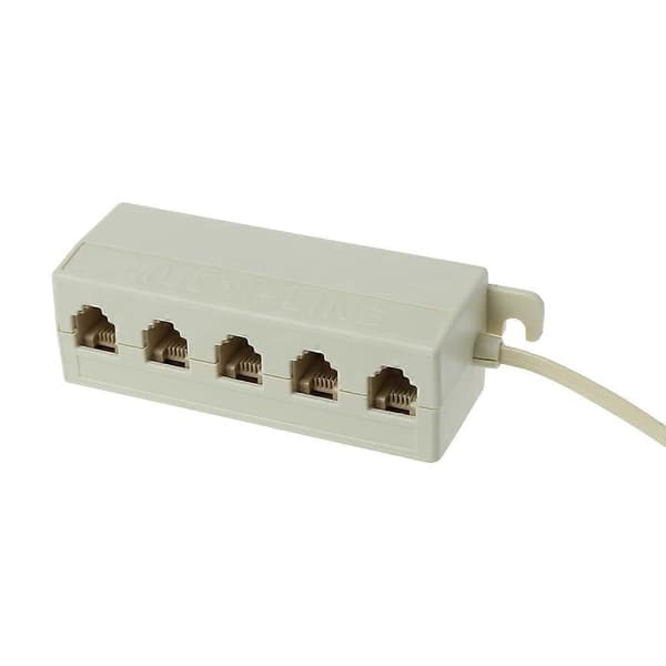 RJ11 Telefon Splitter 6P4C Han til 5-vejs 6P4C Hun Stik Modulær Splitter Adapter Hvid