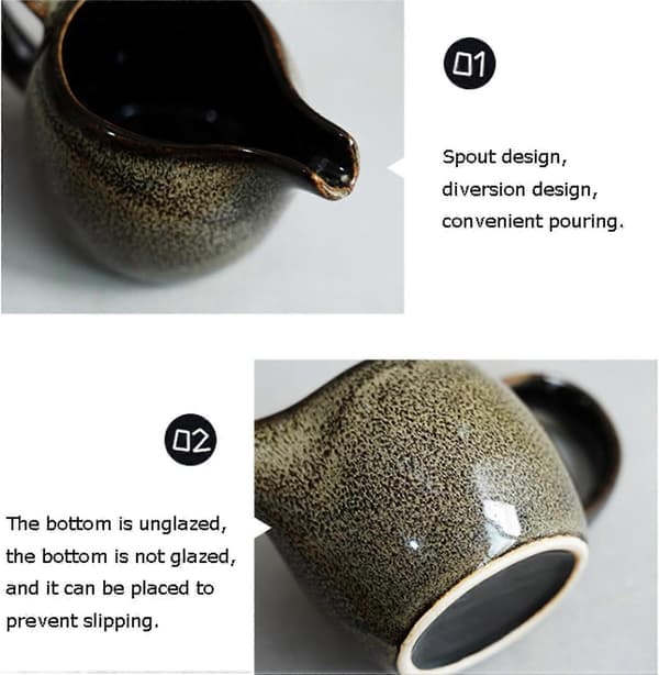 Ceramic Milk Jug 80ml Unique Kiln Enamel with Long Spout Coffee Creamer Black 1300°C Fired